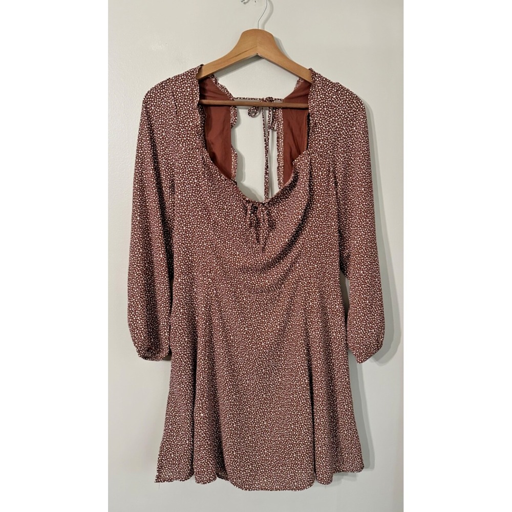Abercrombie & Fitch Smocked Long Puff Sleeves Floral Mini Dress L Babydoll Y2K